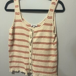 Madewell Cream and Rust Striped Tank Top